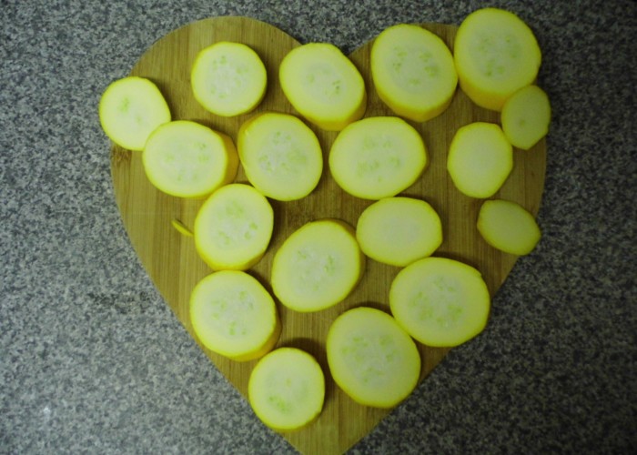 Sliced courgette